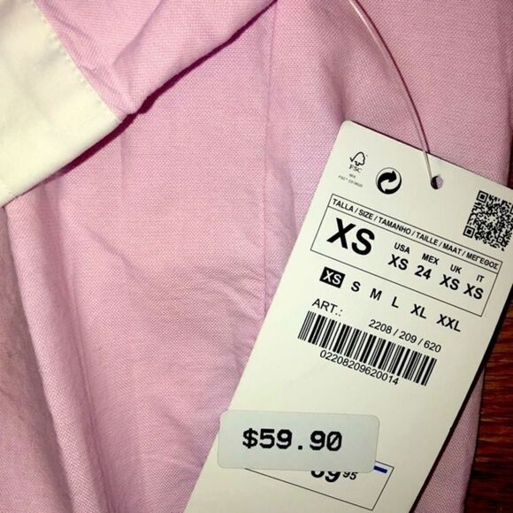 Zara Basic Pink Button Down Tunic size XS - Picture 3 of 3